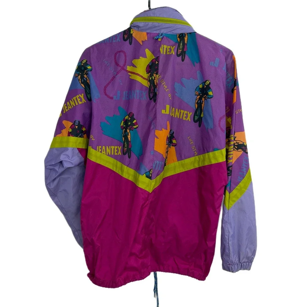 Lifestyle by Jeantex Windbreaker Mens Purple Multi Full Zip Outdoor Cycling Bike
